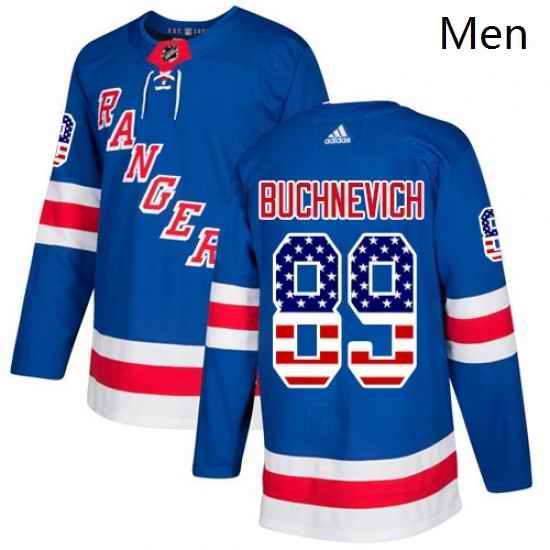 Mens Adidas New York Rangers 89 Pavel Buchnevich Authentic Royal Blue USA Flag Fashion NHL Jersey